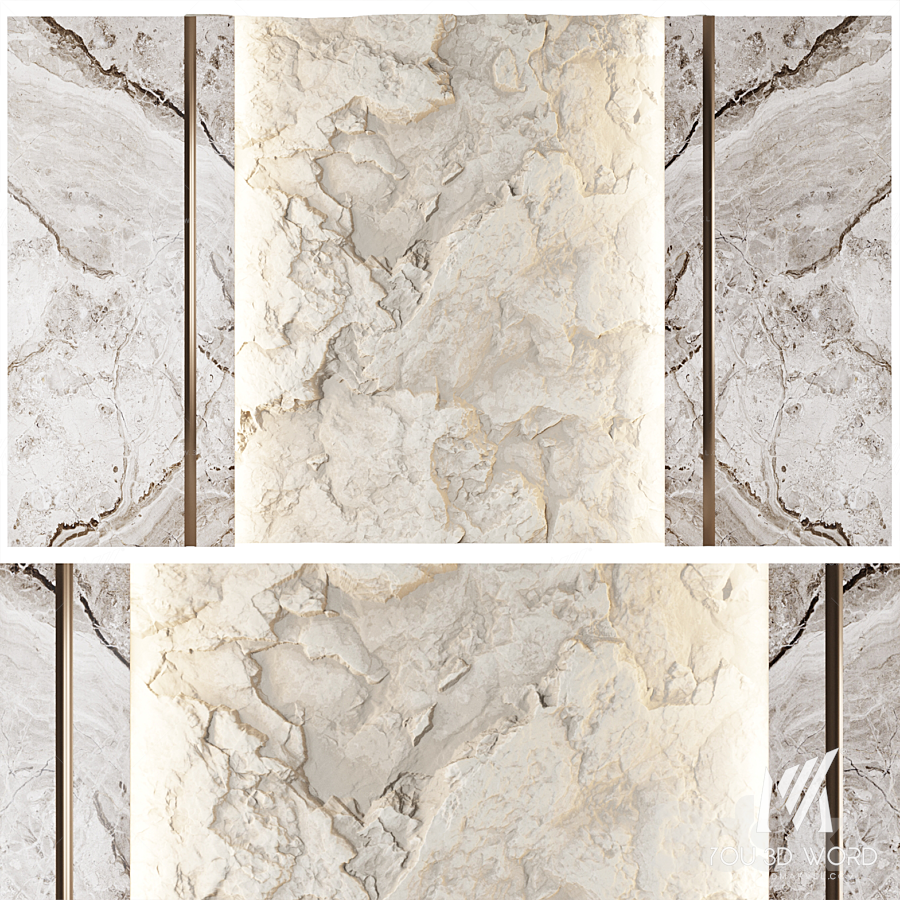 Wall panel with a white rock